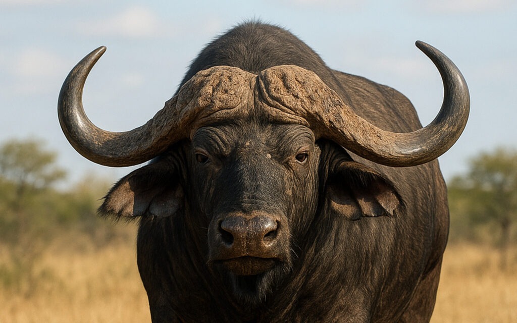 Cape buffalo bull facing the camera